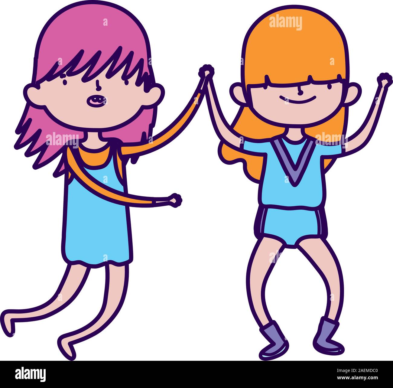 Gruppe Kleine Mädchen Freunde Cartoon Character Vector Illustration Stock Vektorgrafik Alamy 