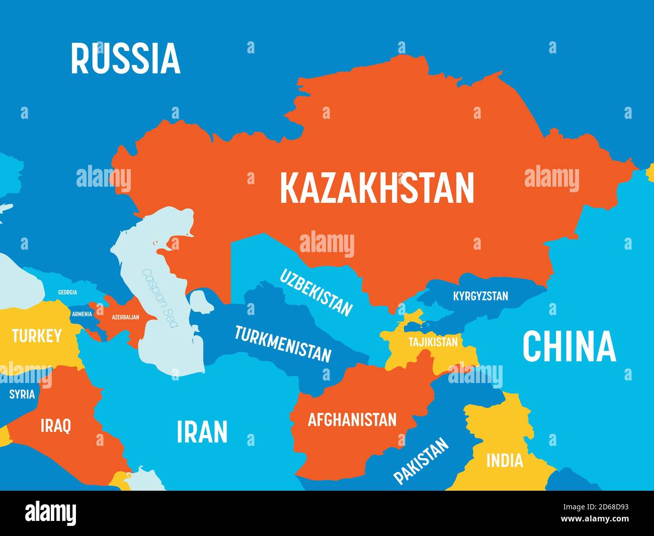 Zentralasienkarte In 4 Hellen Farben Hoch Detaillierte Politische Karte Der Zentralasiatischen Region Mit Land Meer Und Meeresnamen Kennzeichnung 2d68d93 