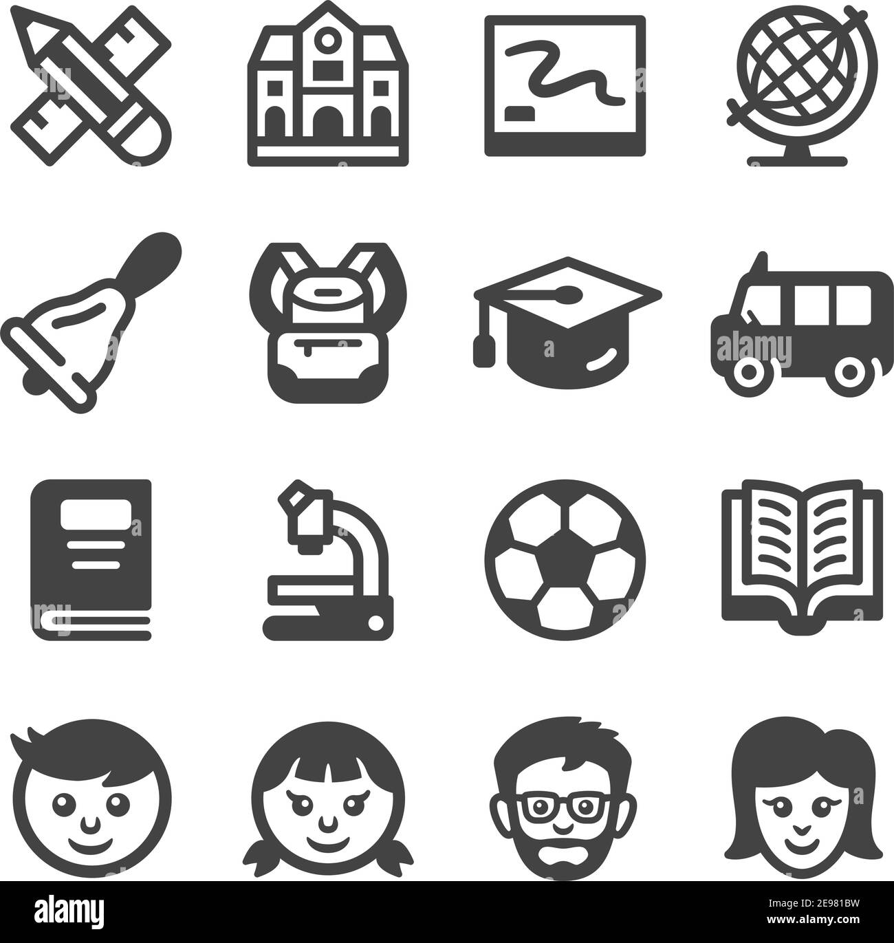 Schule Icon Set Vektor Und Illustration Stock Vektorgrafik Alamy