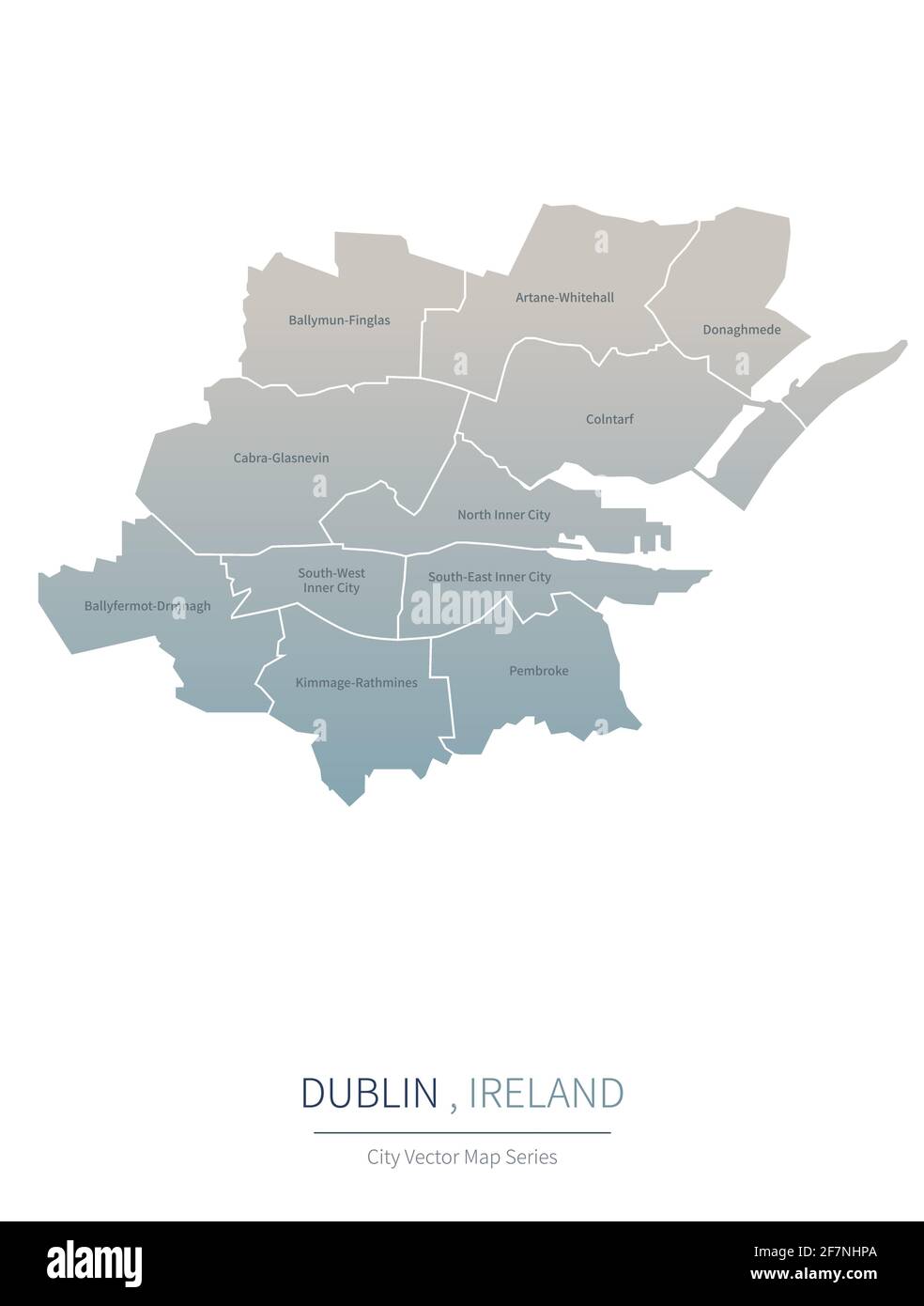 Dublin Karte. vektor-Karte der wichtigsten Stadt in Irland Stock-Vektorgrafik - Alamy