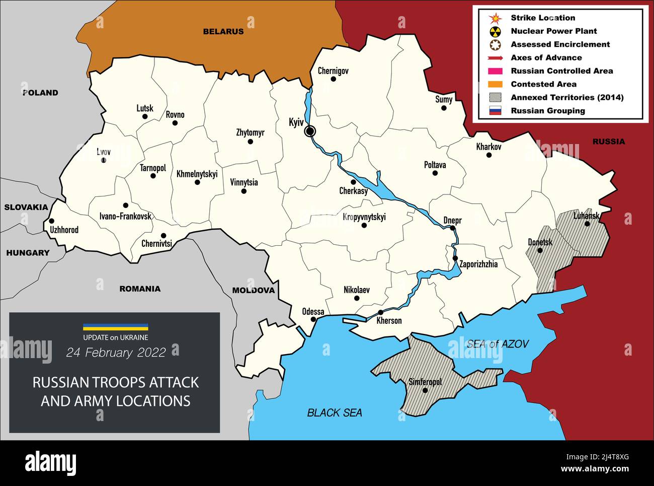 Krieg in der Ukraine Karte Stock-Vektorgrafik - Alamy