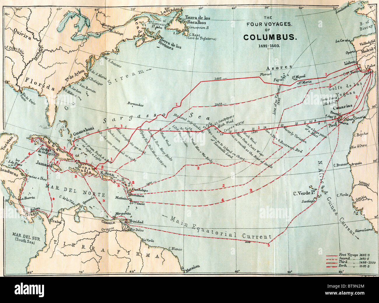 Die vier Reisen von Christopher Columbus 1492 bis 1503. Aus dem Buch