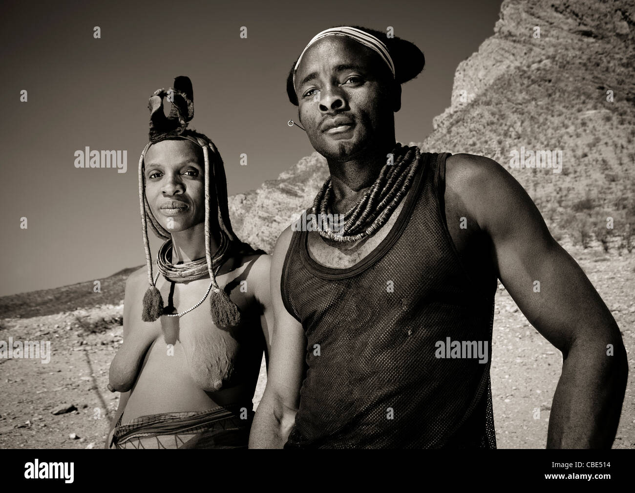 Himba Paar Iona Dorf Angola Stockfotografie Alamy