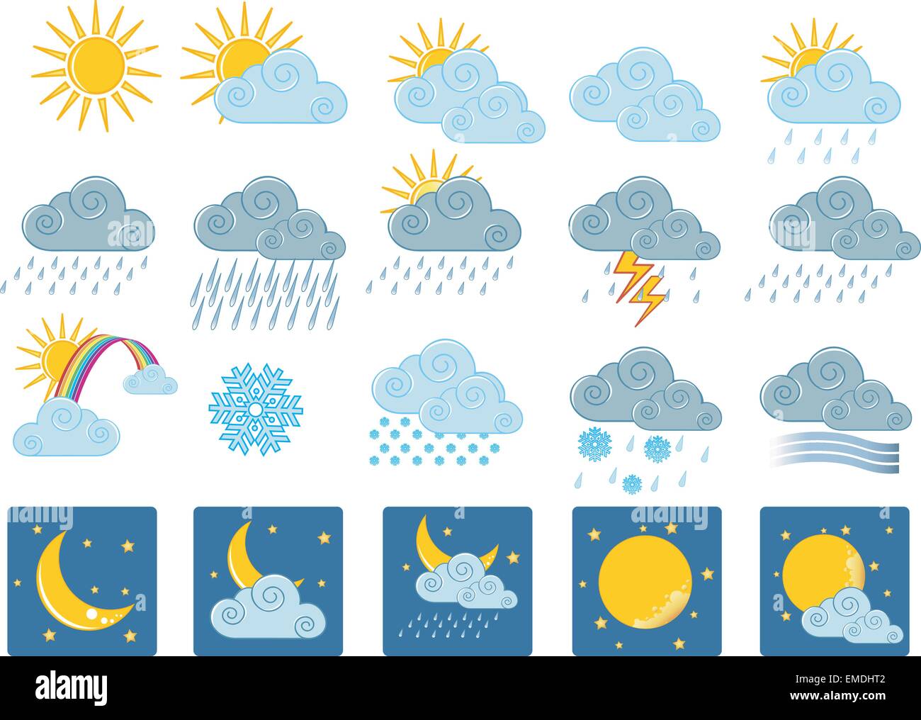 20 Wettersymbole Stock-Vektorgrafik - Alamy