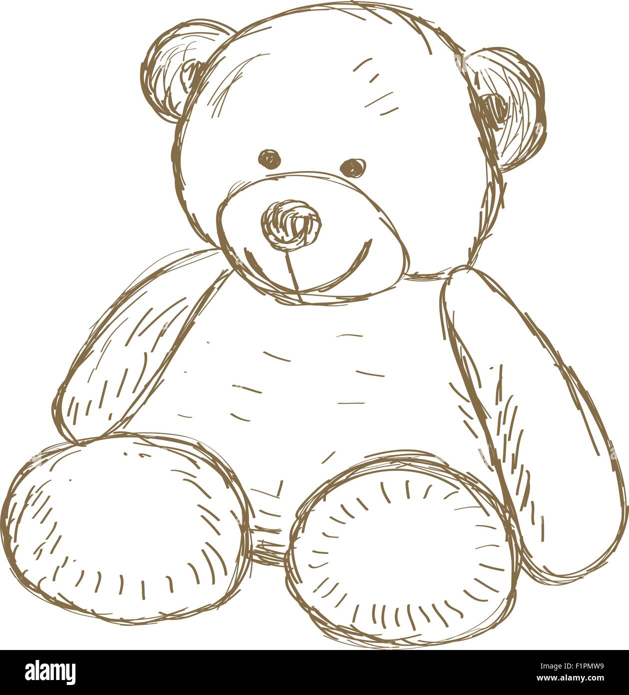 Hand gezeichnet Teddybär doodle Vektor-illustration Stock-Vektorgrafik