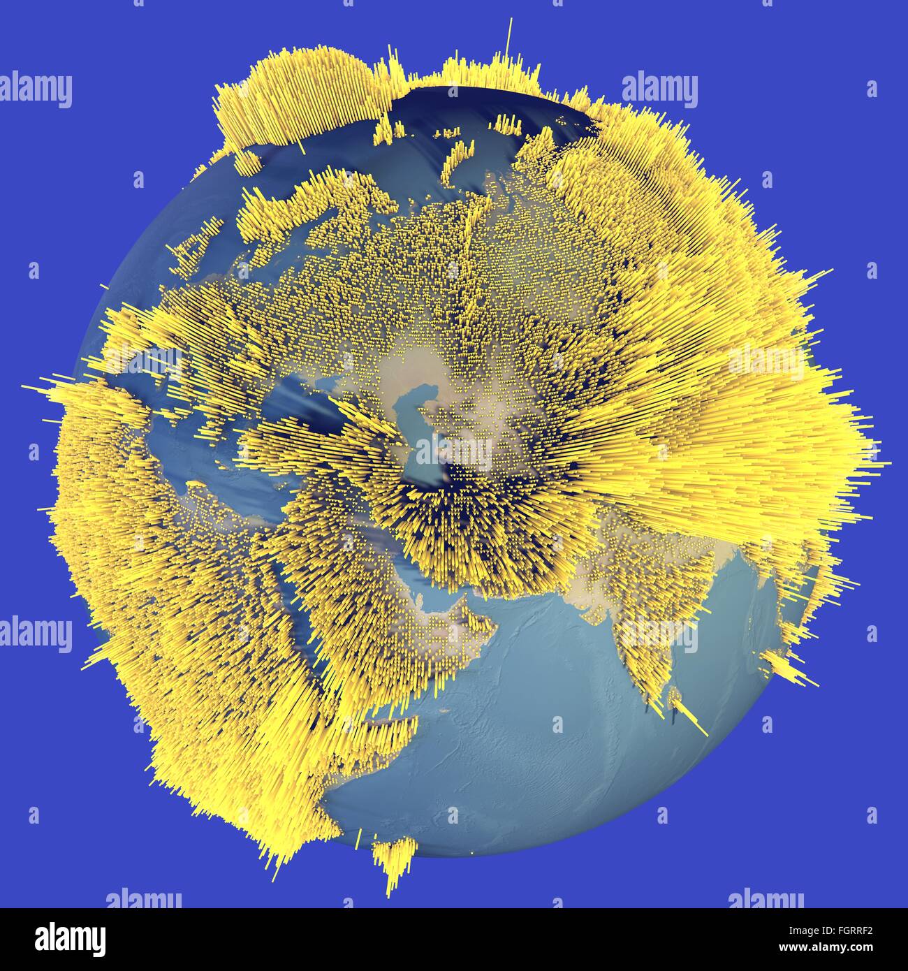 abstrakter Weltkugel, Karte von Höhen, Histogramme Stockfotografie - Alamy