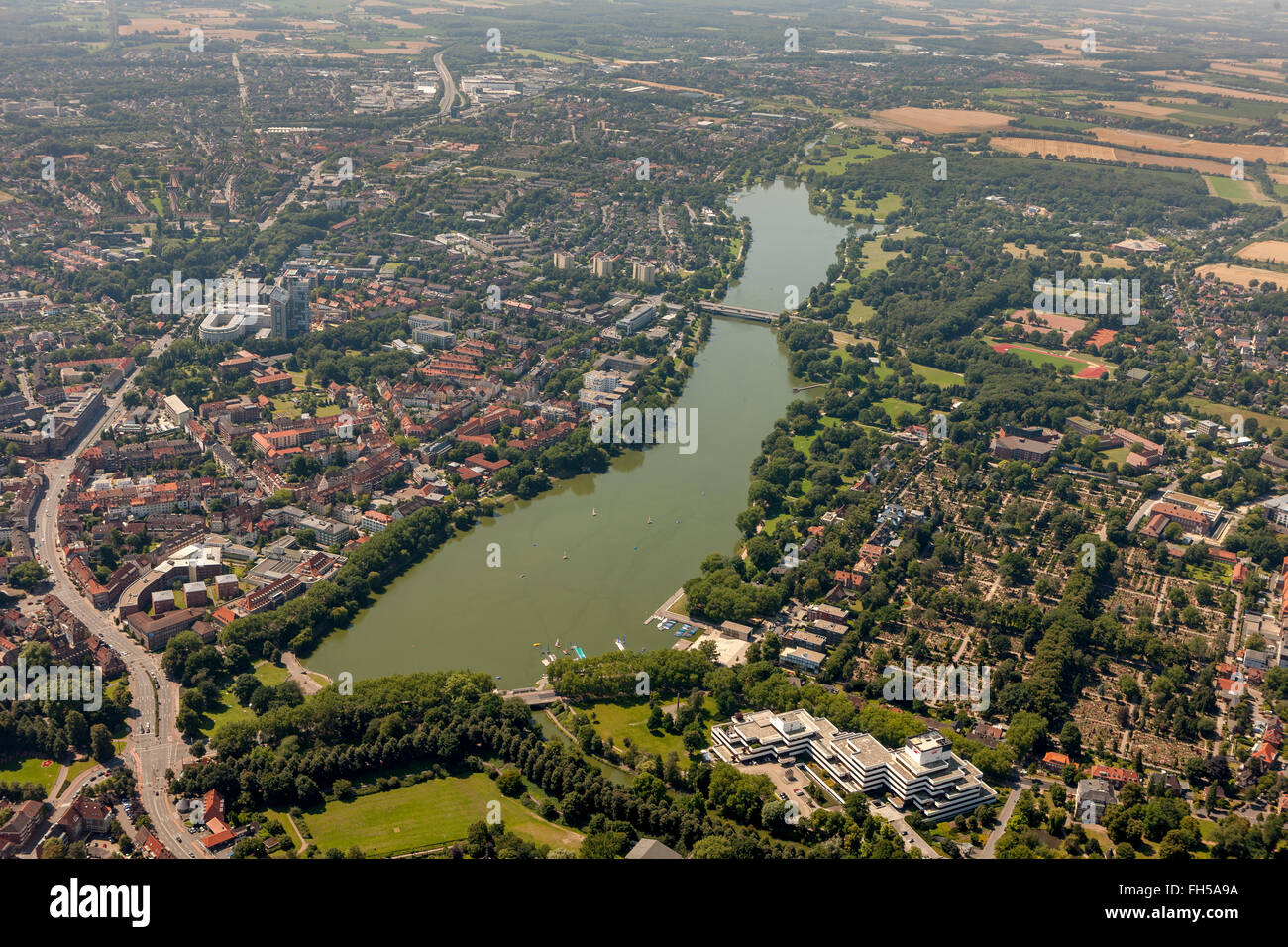 Antenne anzeigen, Aasee, Münster, Münster, Nordrhein-Westfalen