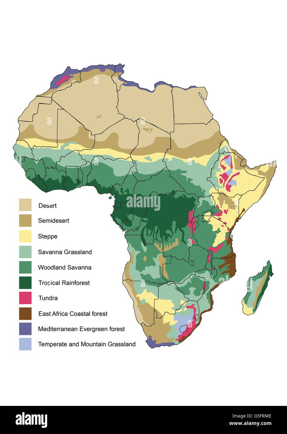 Vegetationskarte Der Afrika Stockfotografie Alamy 7955