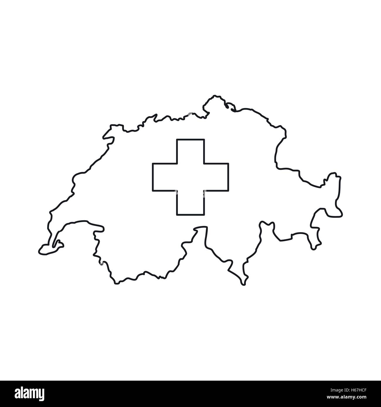 Symbol der Schweiz "Karte", Umriss-Stil Stock-Vektorgrafik - Alamy