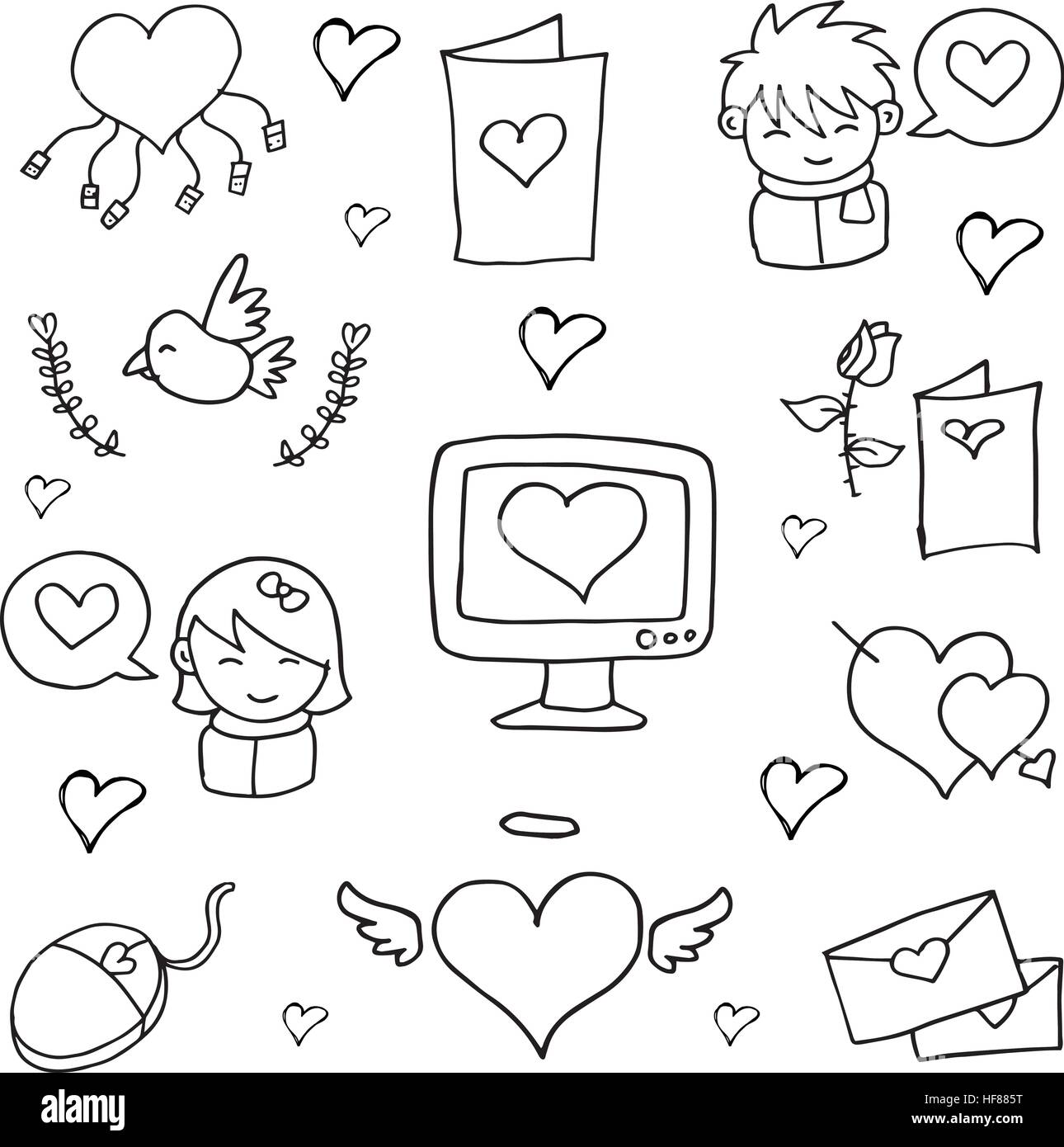 Hand-zeichnen Liebe Doodle Stock-Vektorgrafik - Alamy