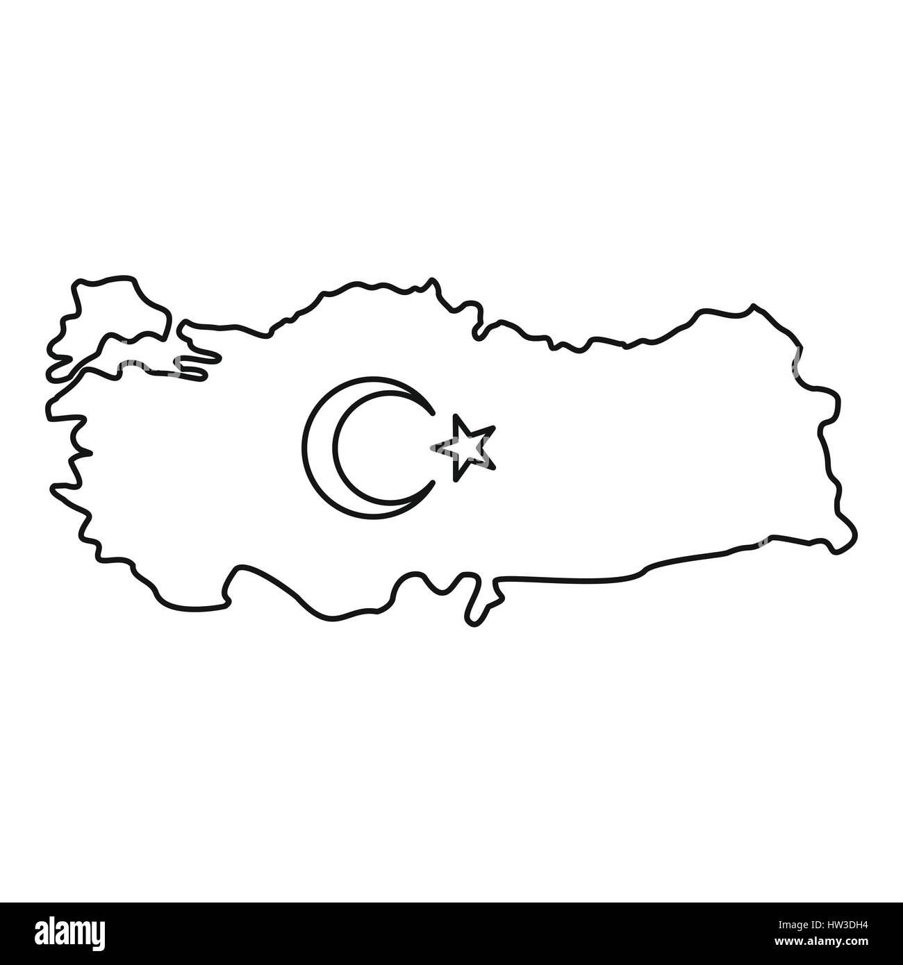 Karte von Türkei-Symbol, Umriss-Stil Stock-Vektorgrafik - Alamy