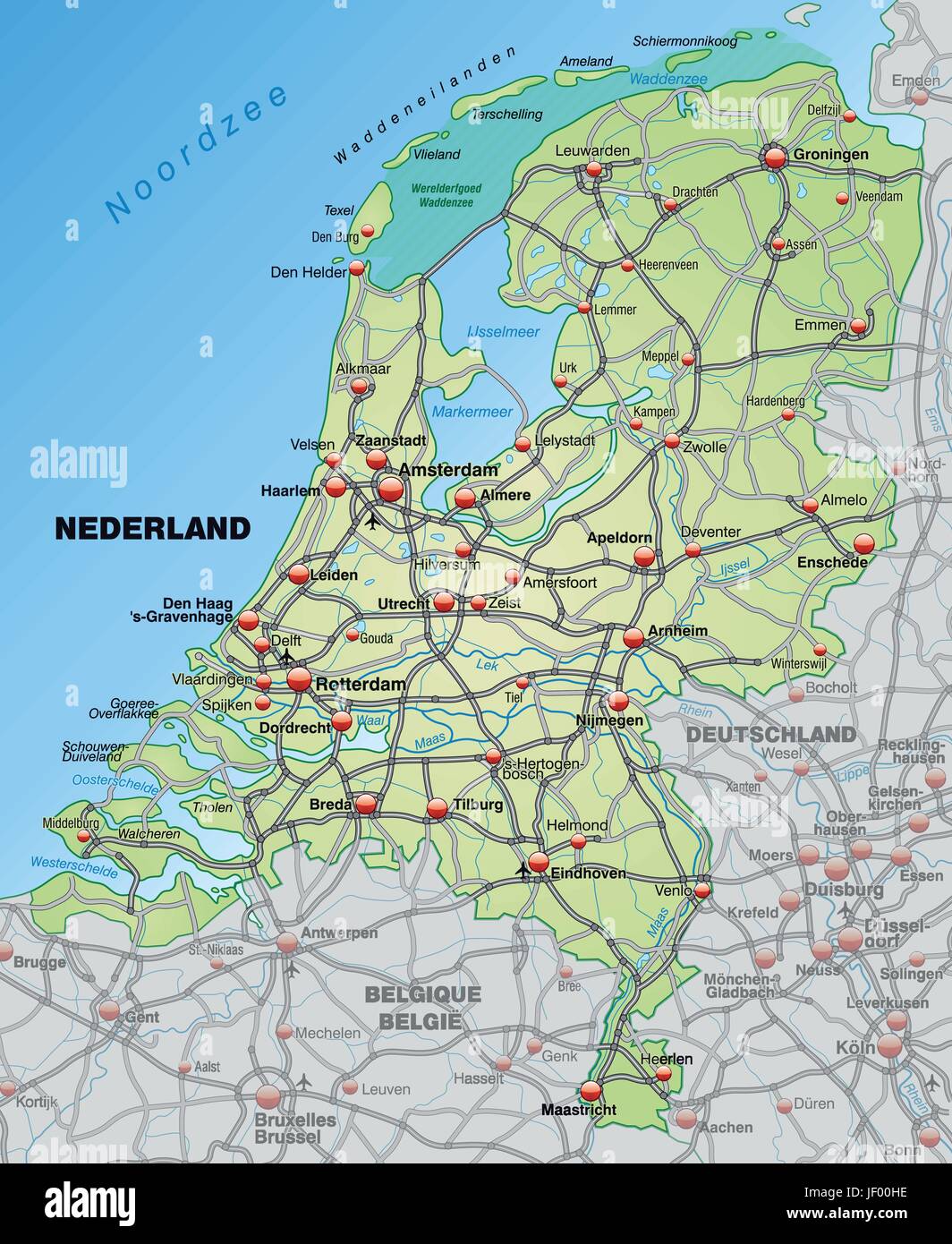 Verkehr, Transport, Niederlande, Grenze, Autobahn, Autobahn, Karte