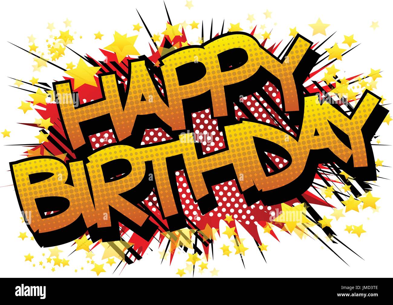 Happy Birthday - Comic Stil Wort auf abstrakten Hintergrund Stock