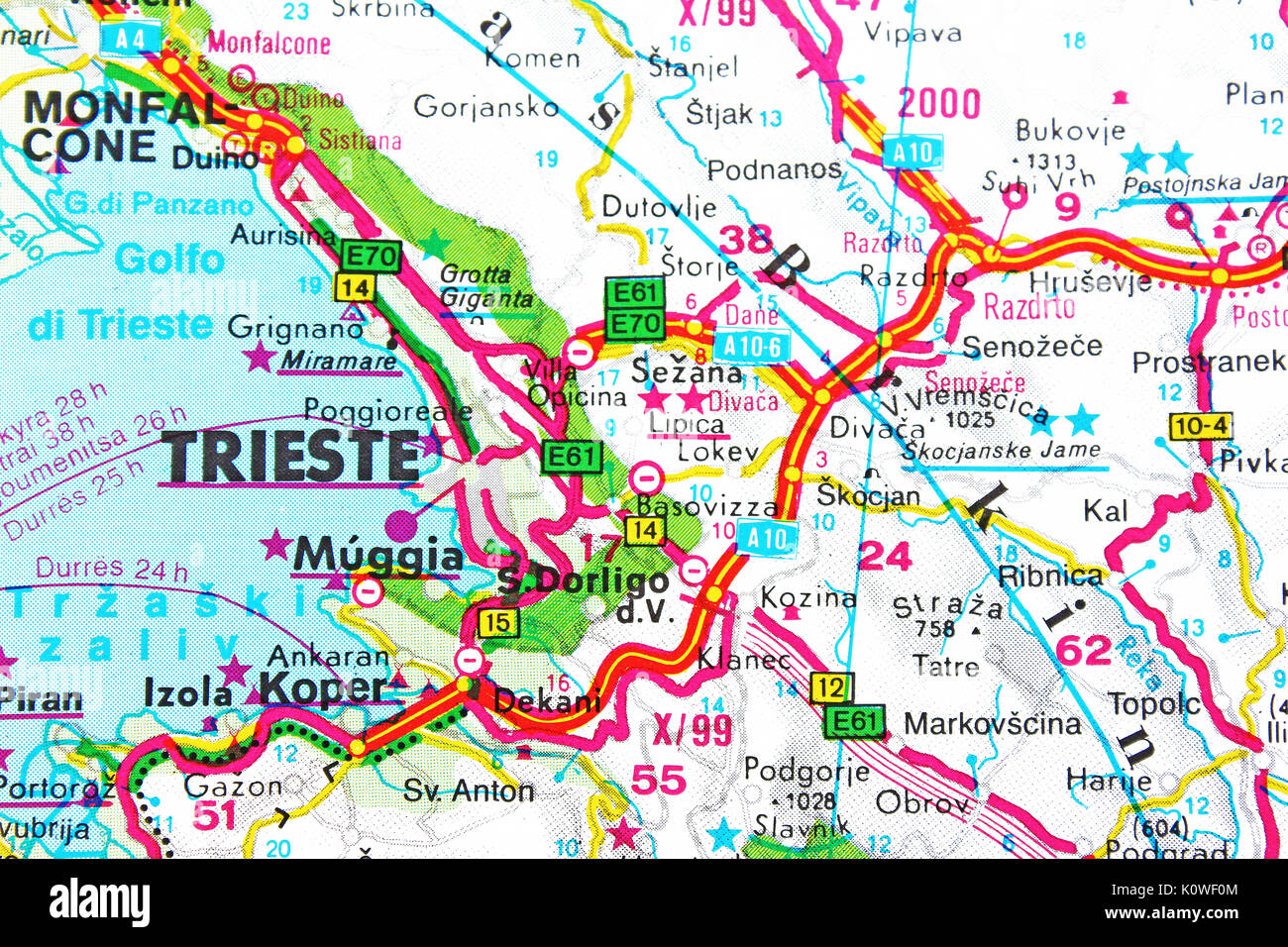 Triest Karte Stadtplan Stadtplan Stockfotografie - Alamy