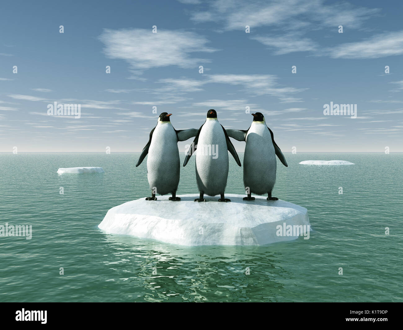 Drei Pinguine auf einer Eisscholle Stockfotografie - Alamy