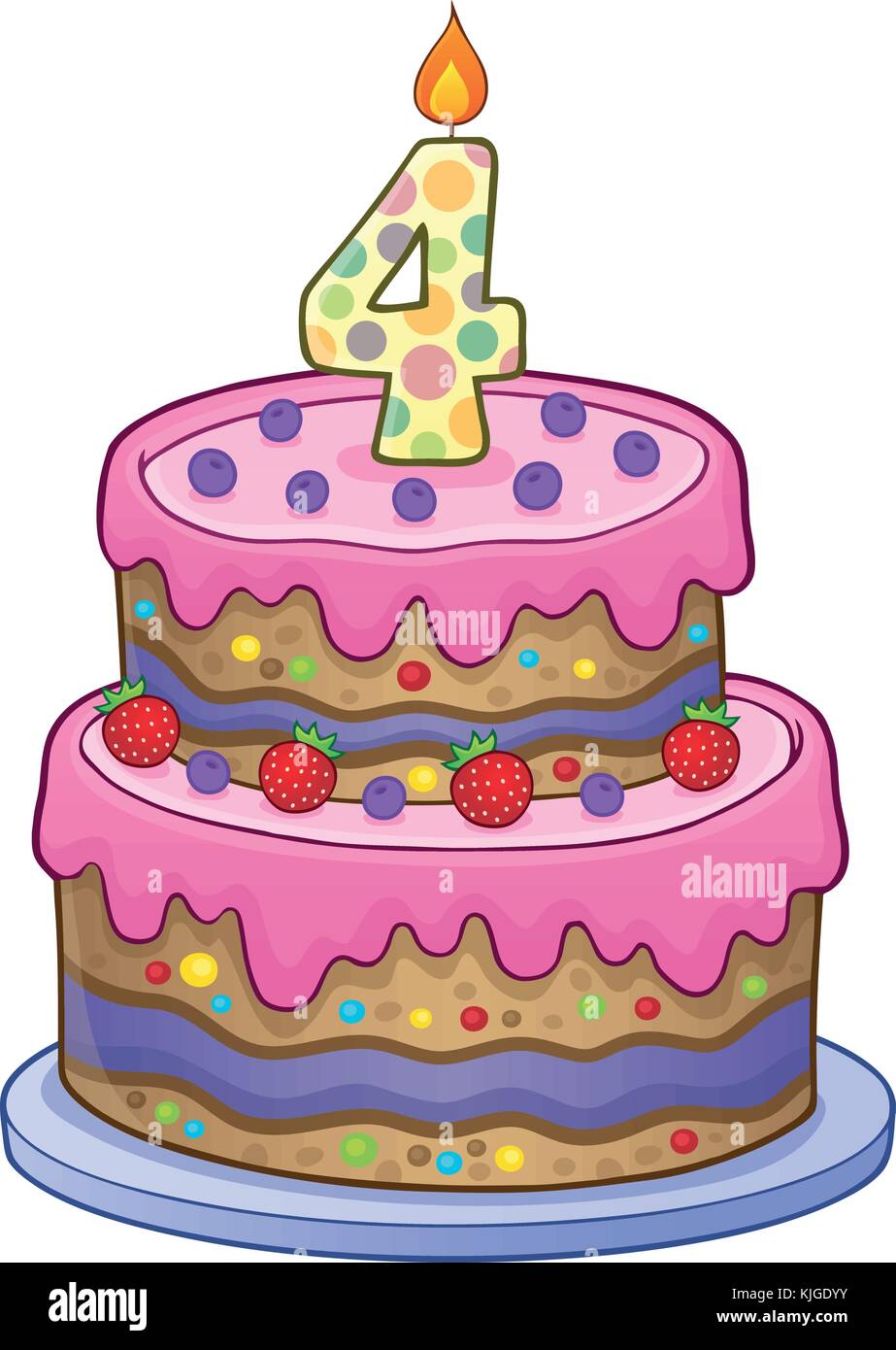 Geburtstag Kuchen Bild für 4 Jahre alt - Eps 10 Vector Illustration Stock-Vektorgrafik - Alamy