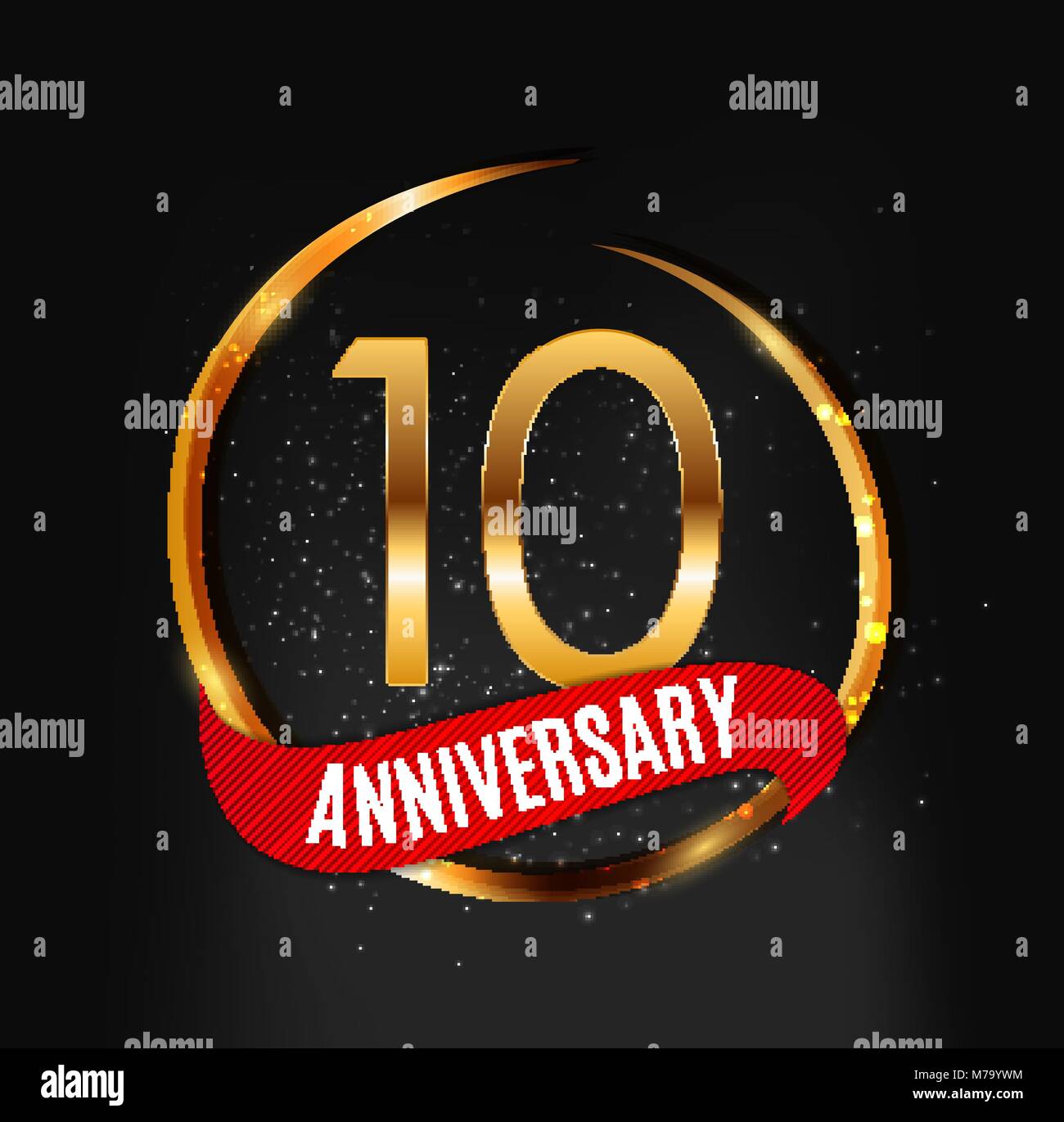 Vorlage Gold Logo 10 Jahre Jubiläum Mit Red Ribbon Vector Illustration Stock Vektorgrafik Alamy 5092