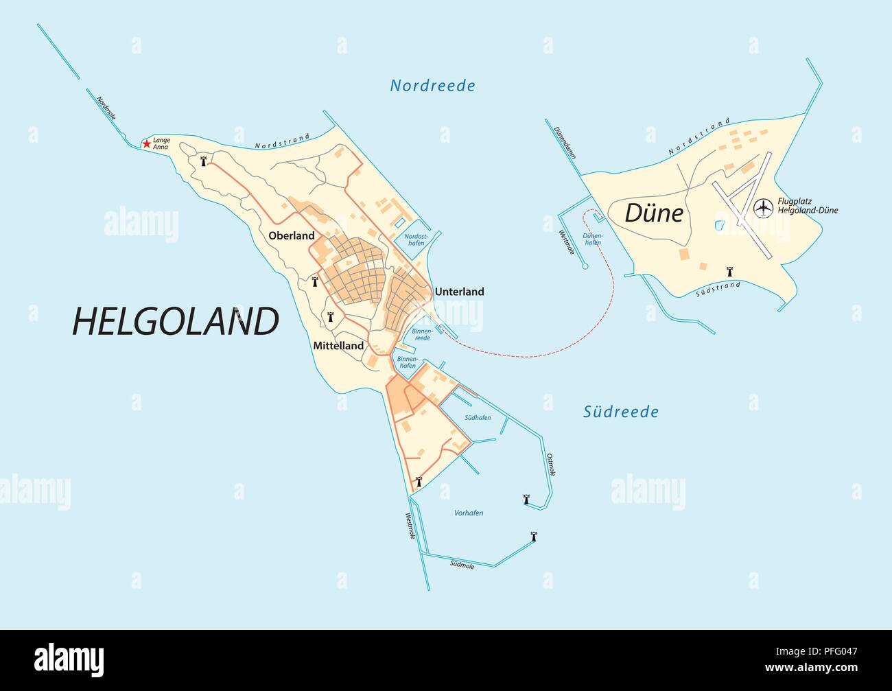 Helgoland, Helgoland, Deutschland Vektorkarte Stock-Vektorgrafik - Alamy