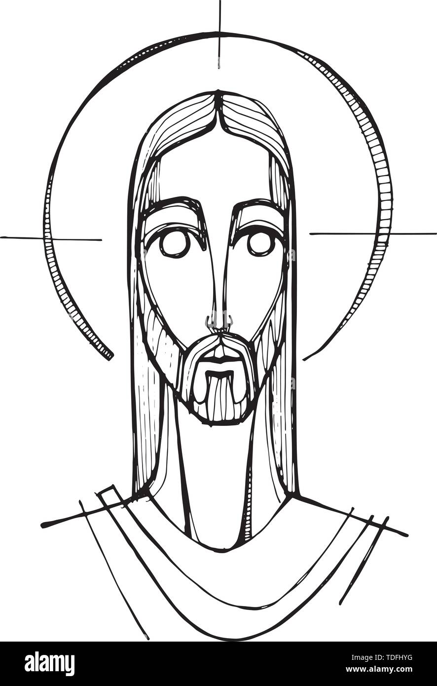 Vektor-Illustration von Hand gezeichnet oder Zeichnung von Jesus